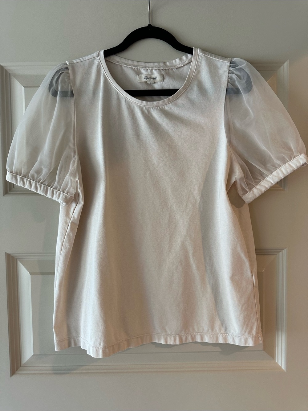 Madewell Cream Sheer Puff Sleeve Tee